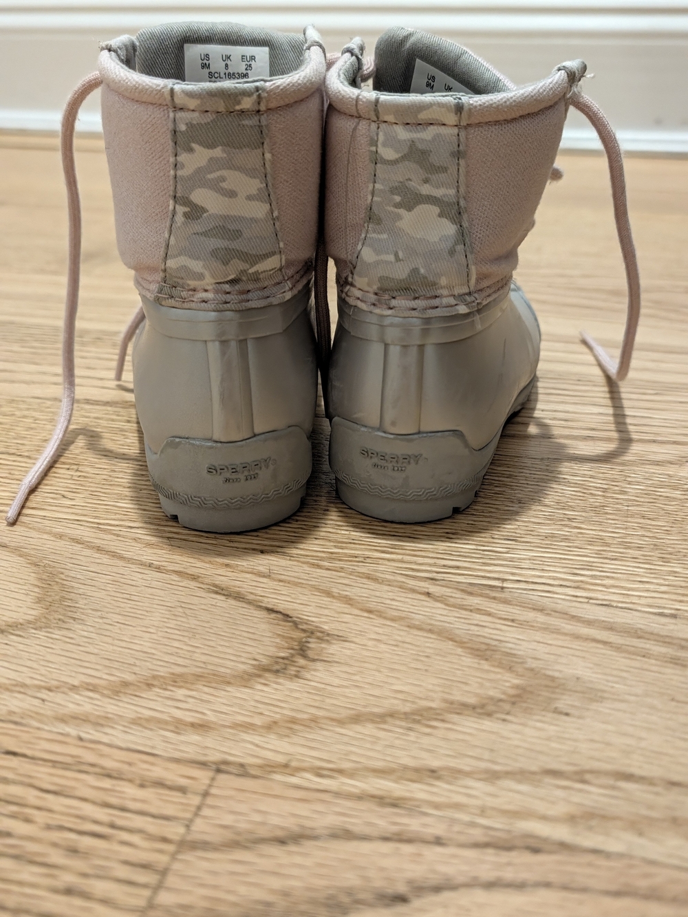 Sperry Kids Pink and Neutral Camo Winter Duck Boots